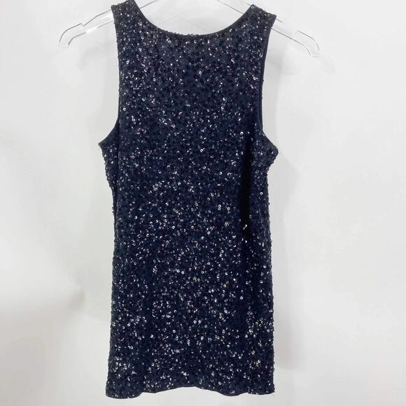 J CREW Black Sleeveless Scoop Neck Sequin Embellished Tank Top - Picture 7 of 8
